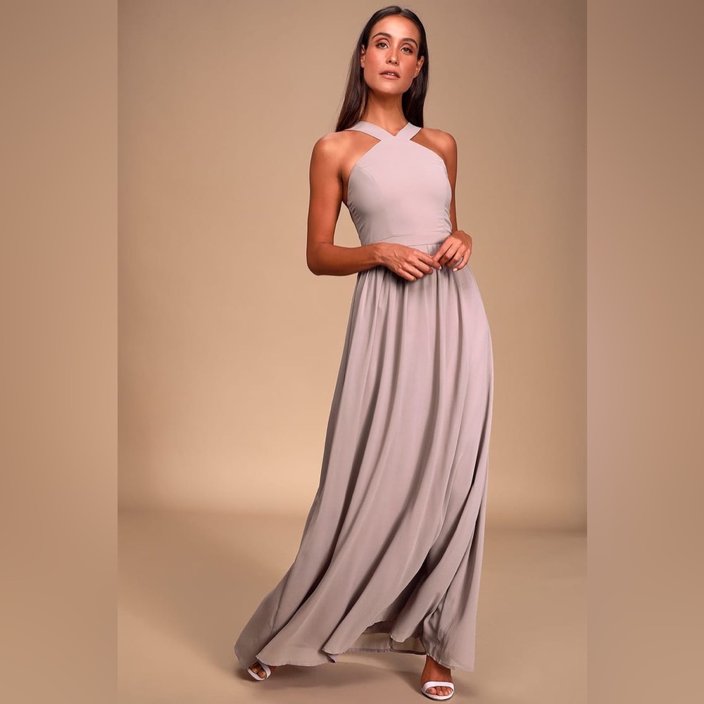 Lulus Air of Romance Taupe Maxi Dress